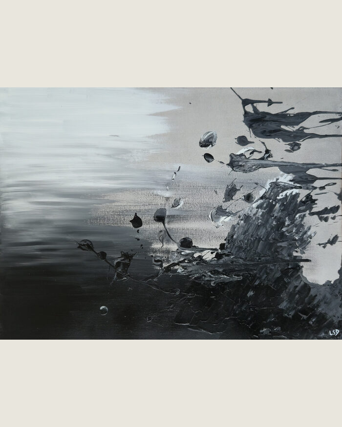 Dark Boat, composition abstraite en noir et blanc